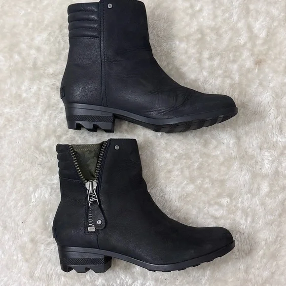 Sorel Danica Waterproof Black Leather Ankle Booties Ss 8 - Picture 5 of 13